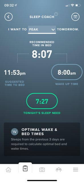 Whoop Strap 3.0 App zeigt den sleep coach
