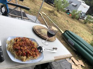 Essen Spaghetti Paddelboot Arena Campsite